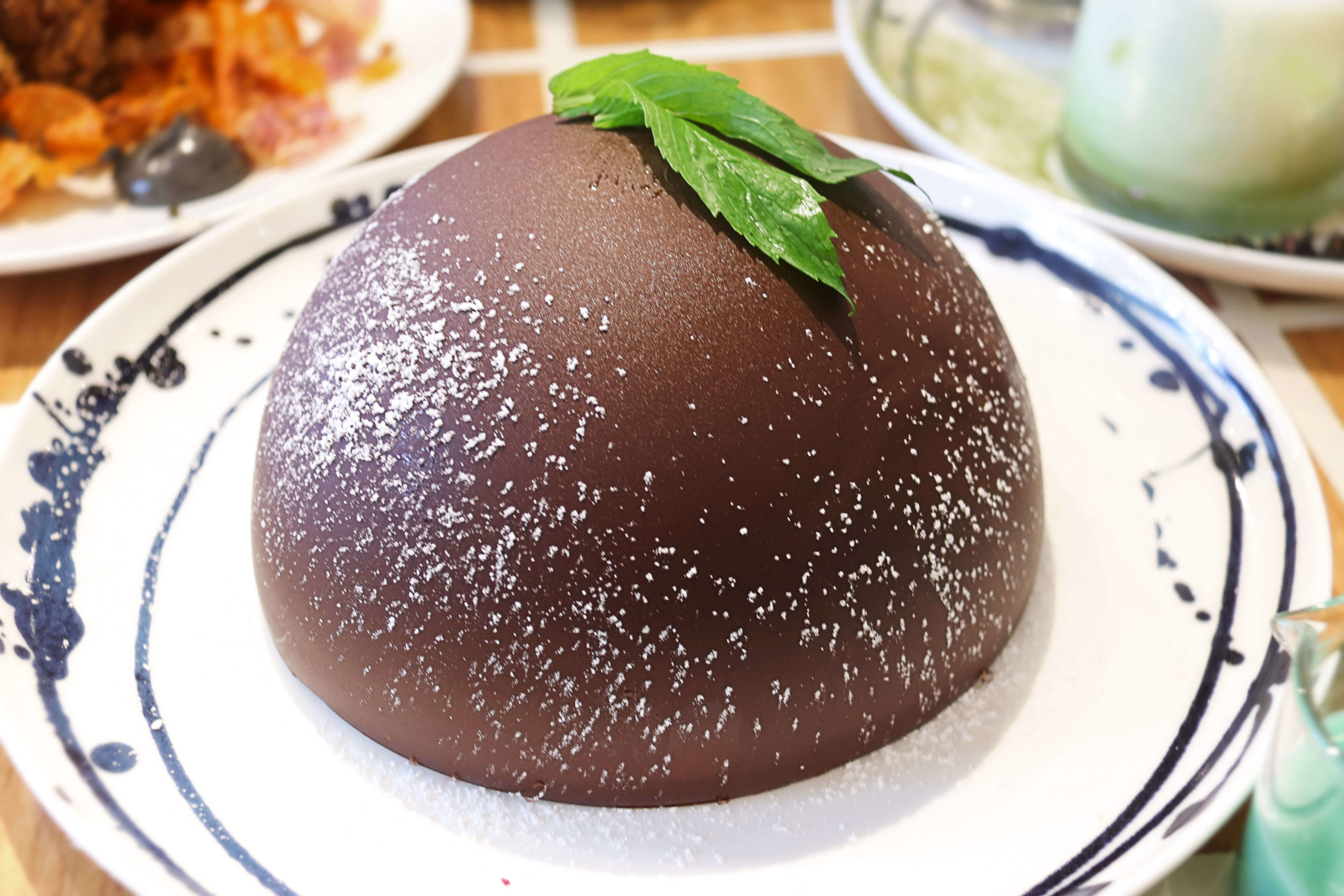 Silverline Japanese Cheesecake, Pandan & Coconut Sorbet, Callebaut Dark Chocolate