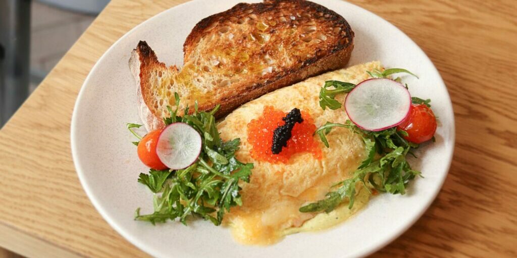 Omelette Caviar With Trout Roe And Sourdough